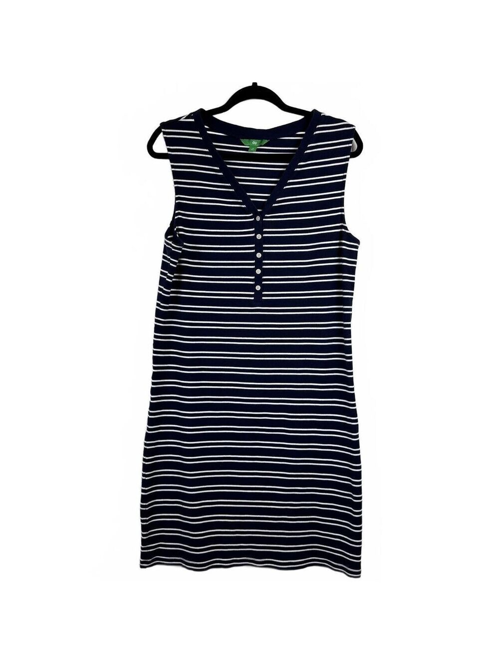 DIP Navy Blue and White Sleeveless Knee-Length Women's Dress